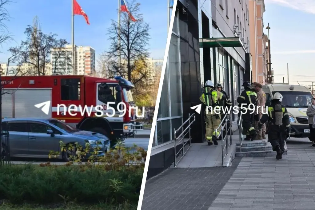 В центре Перми пожарные приехали к банку из-за ложной сигнализации