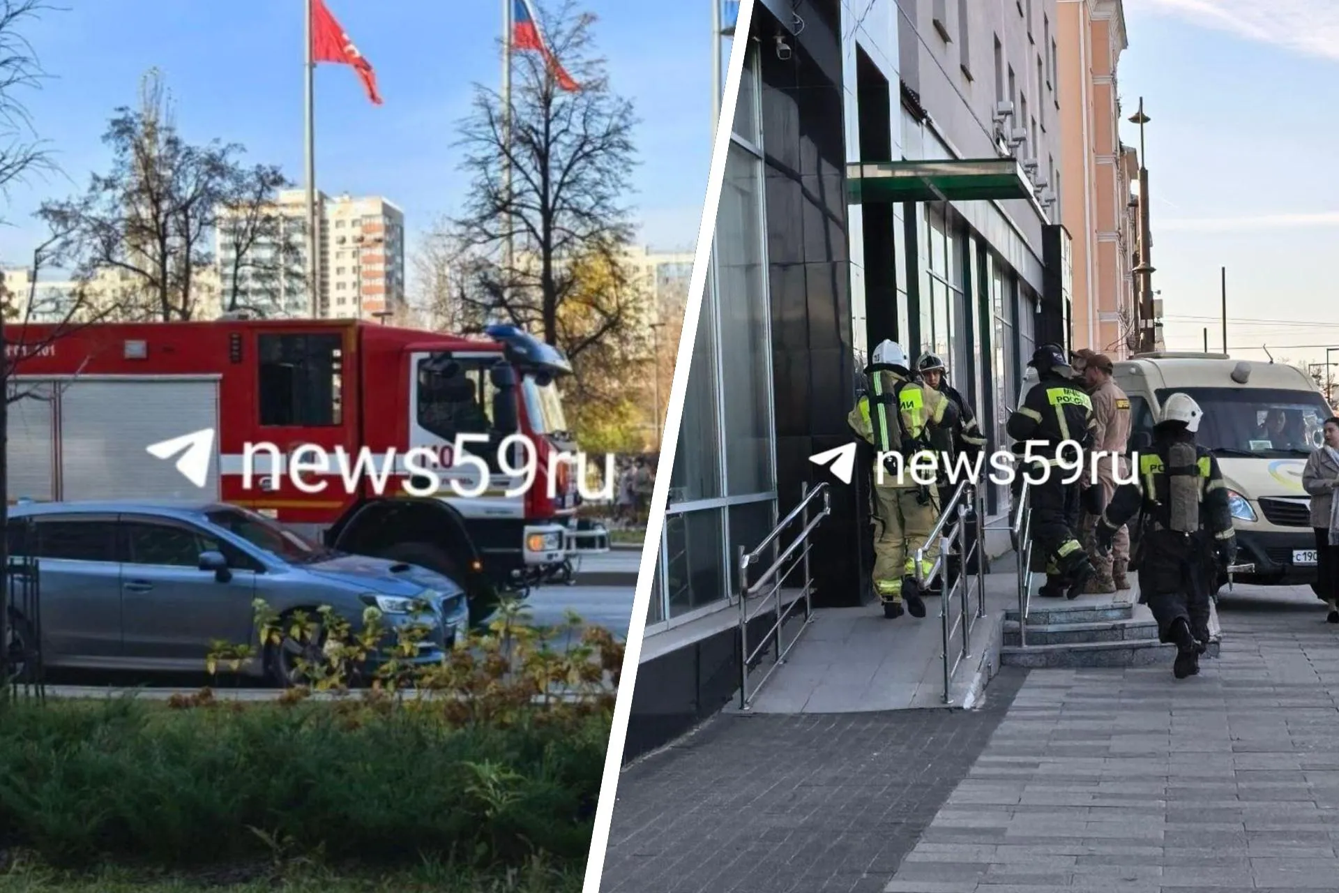 В центре Перми пожарные приехали к банку из-за ложной сигнализации